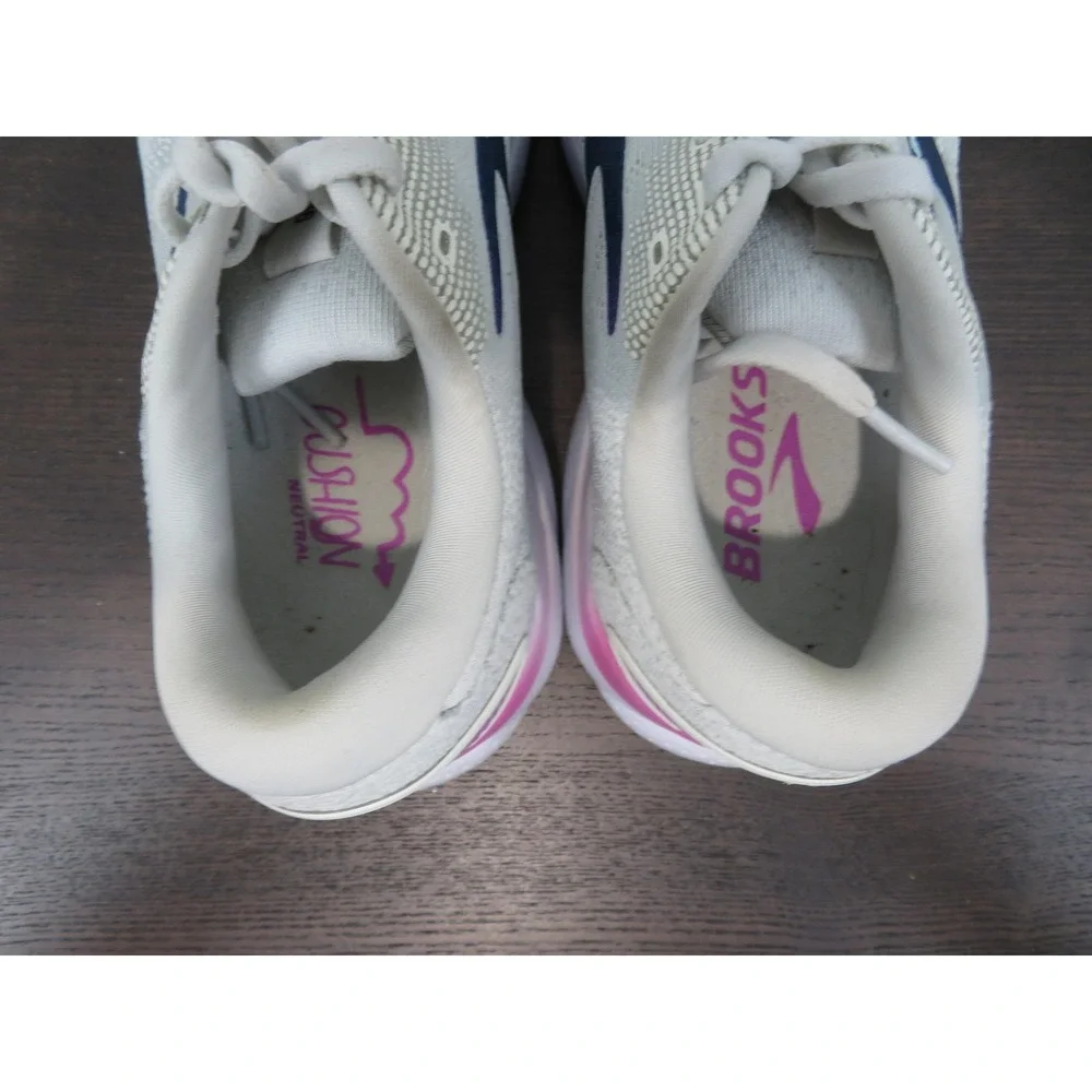Brooks Ghost Athletic Shoe in Light Gray, Purple & Pink Accent